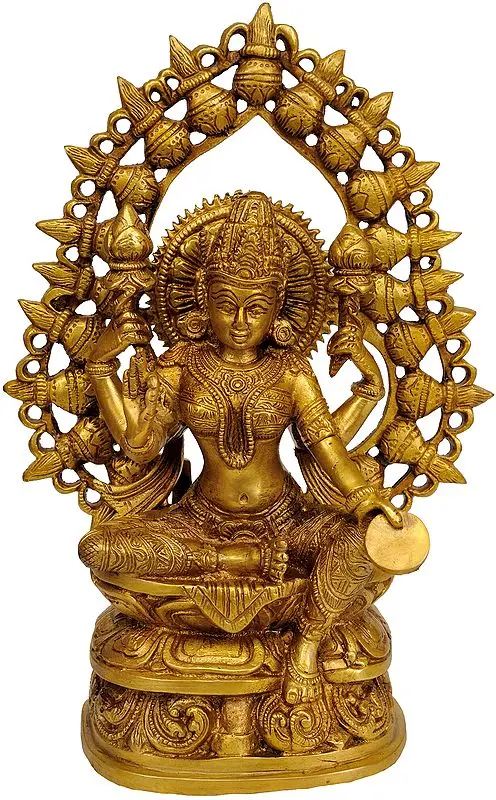 10" Lakshmi Ji - Goddess of Fortune and Prosperity In Brass | Handmade | Made In India