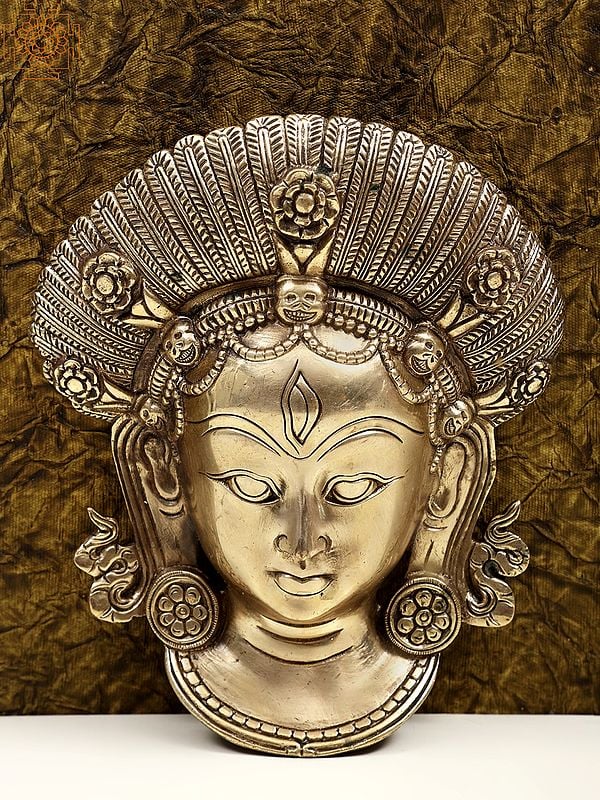 9" Brass Devi Mask (Wall Hanging)