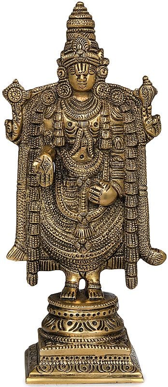7" Lord Venkateshvara as Balaji at Tirupati In Brass | Handmade | Made In India