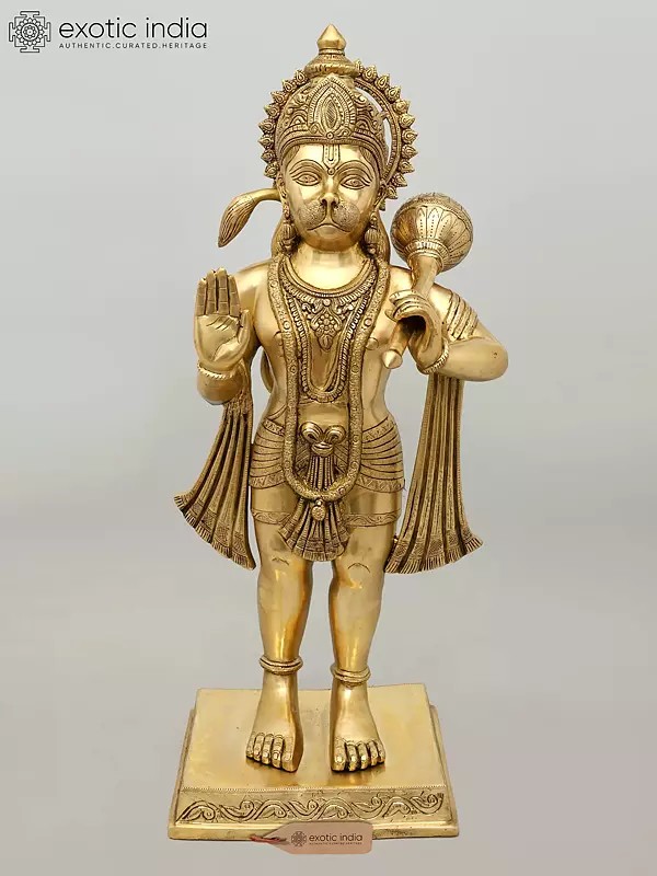 Large Size Hanuman Granting Abhaya (Large Size) Brass Statue