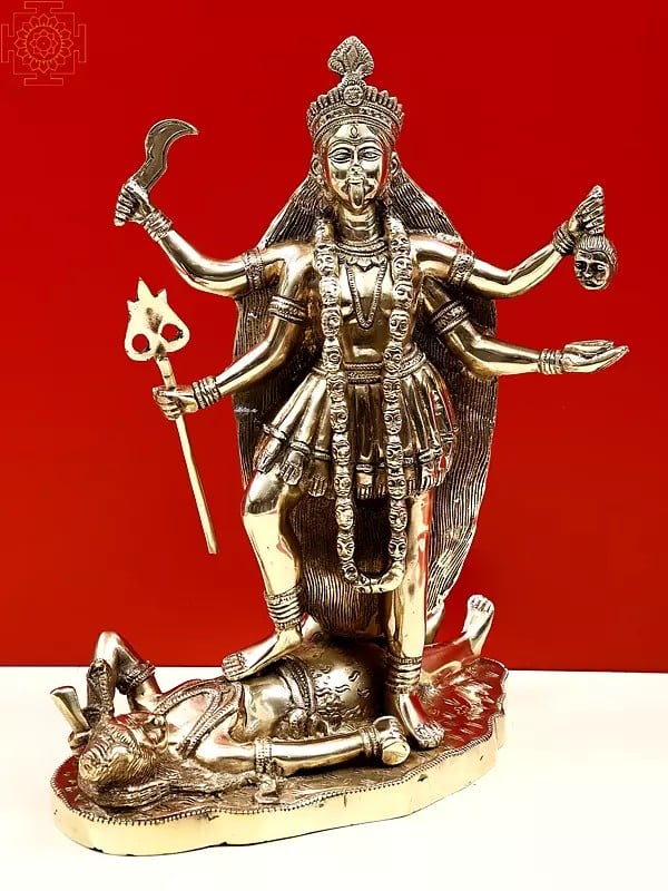 14" Goddess Kali In Brass | Handmade | Made In India