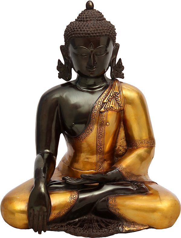 21" Lord Buddha in Bhumisparsha Mudra (Earth Touching Gesture) In Brass | Handmade | Made In India