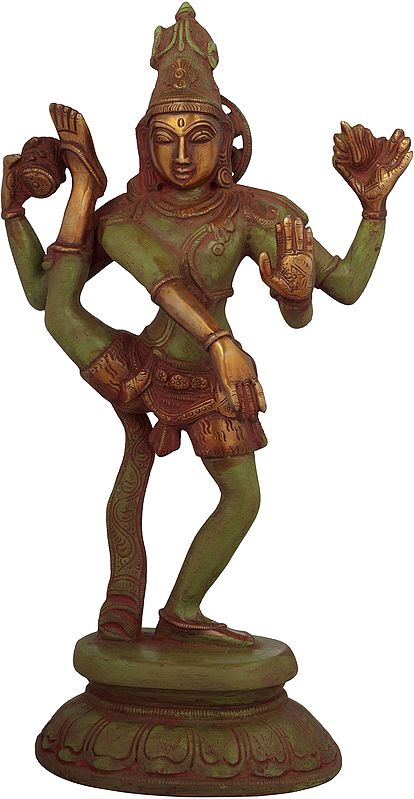 12" Exquisite Rudratandava Brass Sculpture – Divine Dance of Lord Shiva, Handmade in India