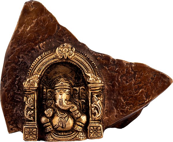 6" Ganesha Housed in A Cave-temple in Brass | Handmade | Made In India