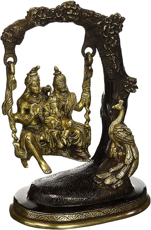 Shiv Parivar Swing on Tree Brass Statue