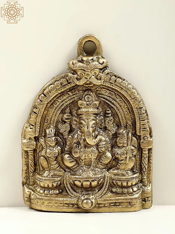 Small Brass Ganesha Deity Wall Plaque