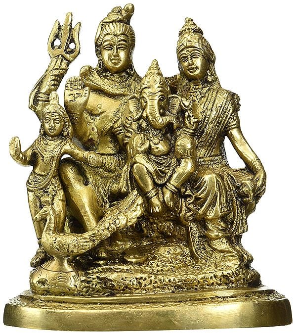 5" The Shiva Parivar Brass Statue | Handmade | Made in India