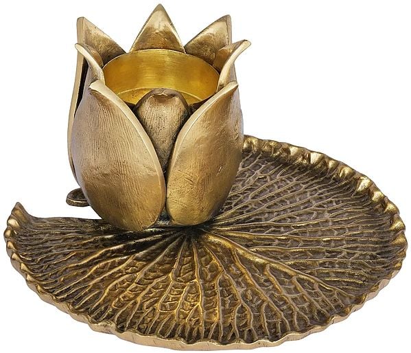 Designer Lotus Flower Candle Stand | Handmade | Home Decor | Decorative Object / Accents | Brass | Made In India