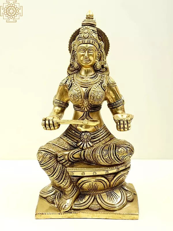 12" Devi Annapoorna - The Goddess of Food and Nourishment In Brass
