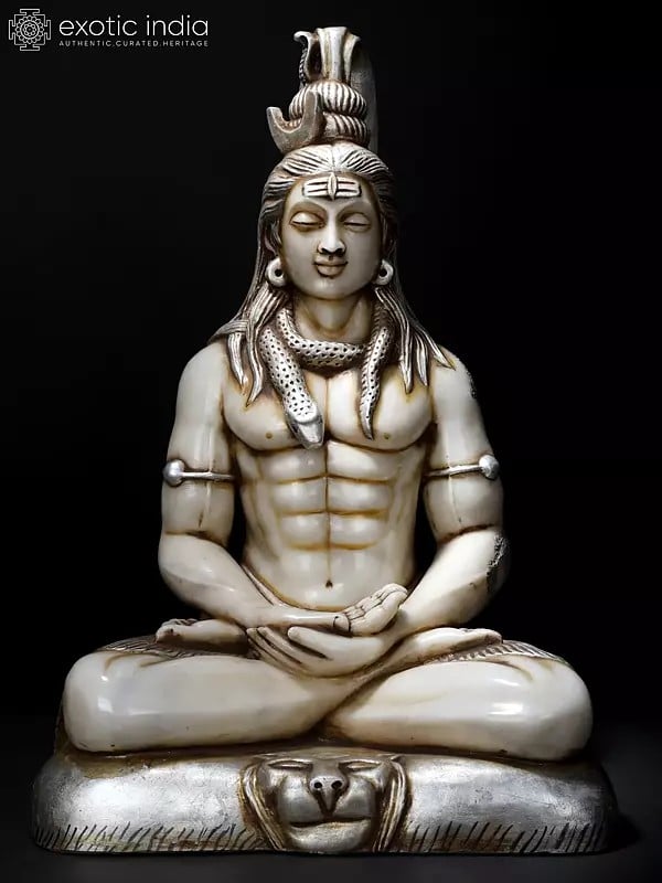 27" Lord Shiva in Meditation | Handmade | White Marble Shiva | Mahadeva | Rudra | Shankara | Adiyogi | Meditation Deity Statue