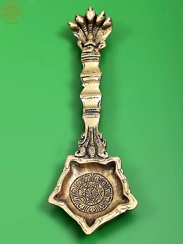 8" Brass Panchmukhi Nag Head Pooja Aarti Diya | Handmade