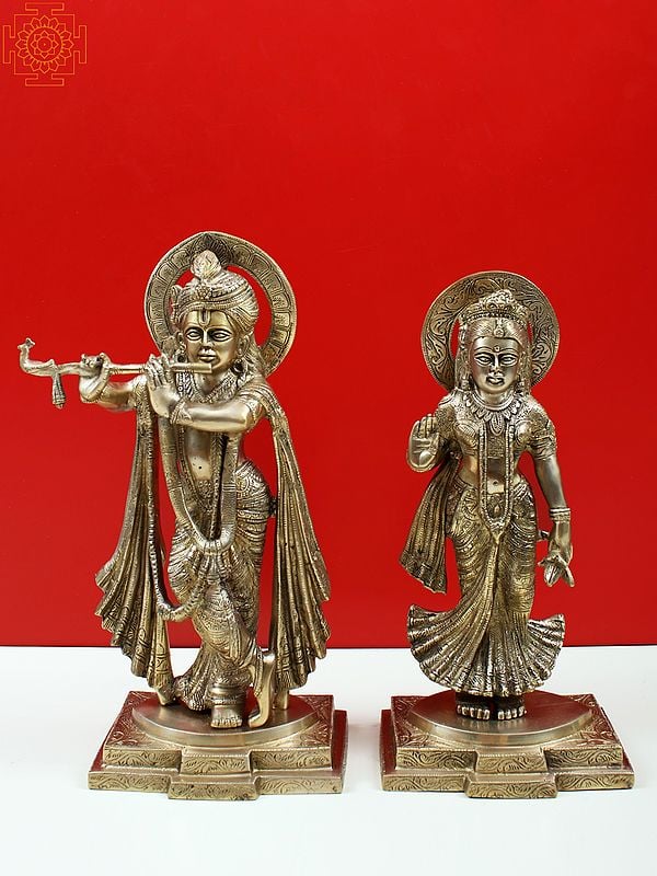 15" Brass Standing Radha Krishna