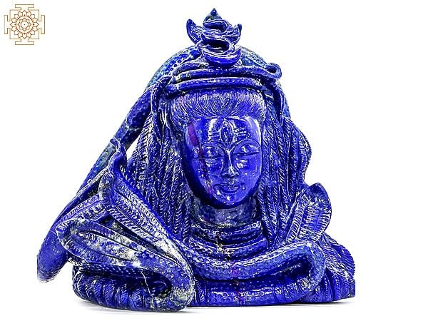 11" Lord Shiva Head in Lapis Lazuli