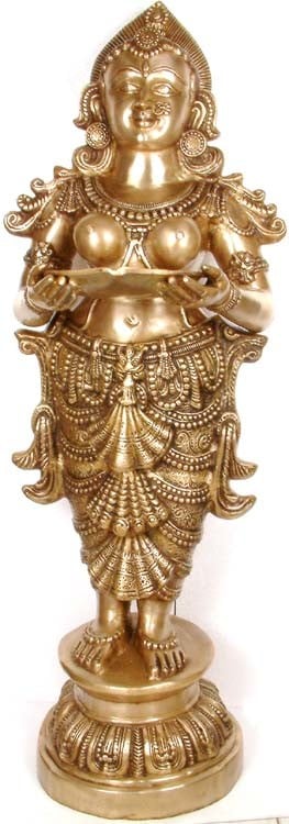52" Large Size The Auspicious Image of Deepalakshmi In Brass | Handmade | Made In India
