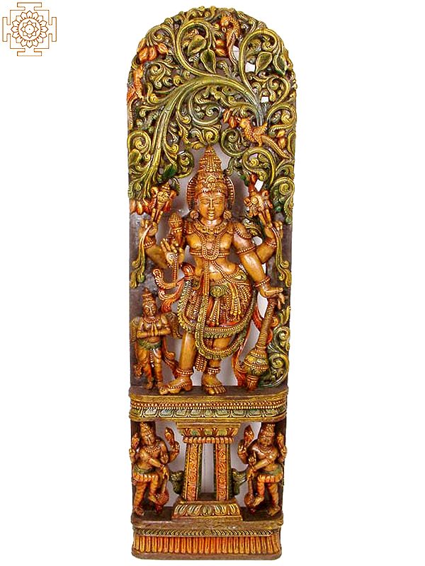 Trilokapati Vishnu Adored by Garuda