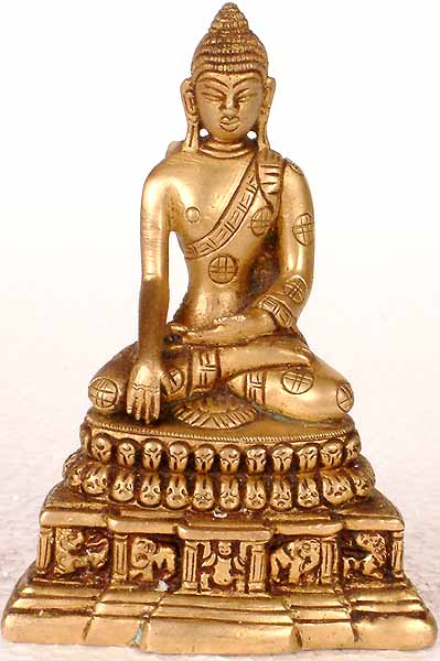 Bhumisparsha Buddha on a High Throne (Small Sculpture)