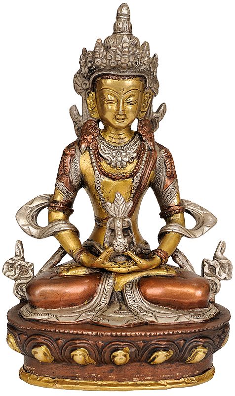 8" Amitabha (Tibetan Buddhist Deity) In Brass | Handmade | Made In India
