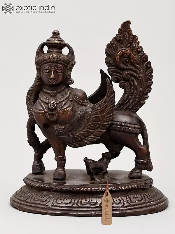 6" Kamadhenu Idol | Divine Cow Brass Statue | Handmade