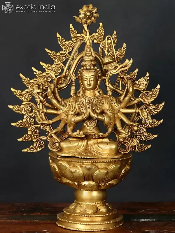 16" Japanese Durga (Juntei Kannon or Chandi) In Brass | Handmade