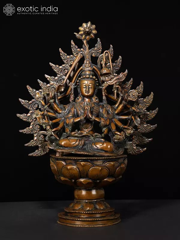 16" Japanese Durga (Juntei Kannon or Chandi) In Brass | Handmade