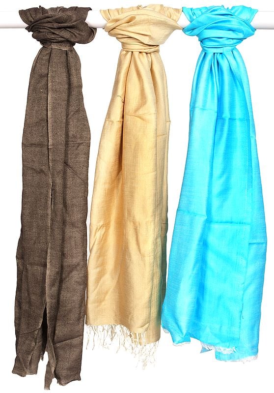Lot of Three Plain Double-Sided Stoles