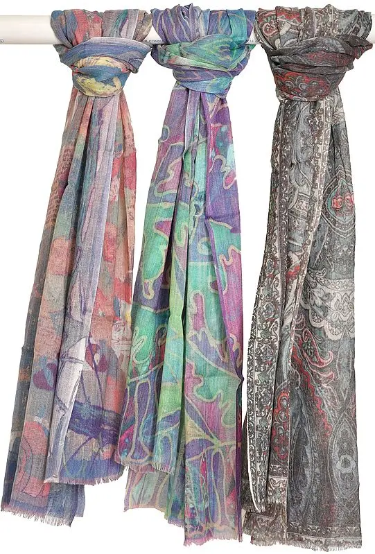 Lot of Three Digital-Printed Stoles