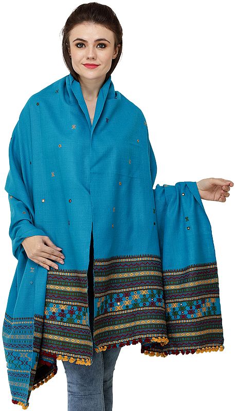 Shawl from Kutch with Embroidered Border and Mirrors