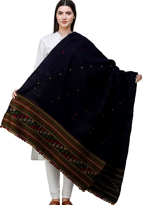 Shawl from Kutch with Embroidered Border and Mirrors
