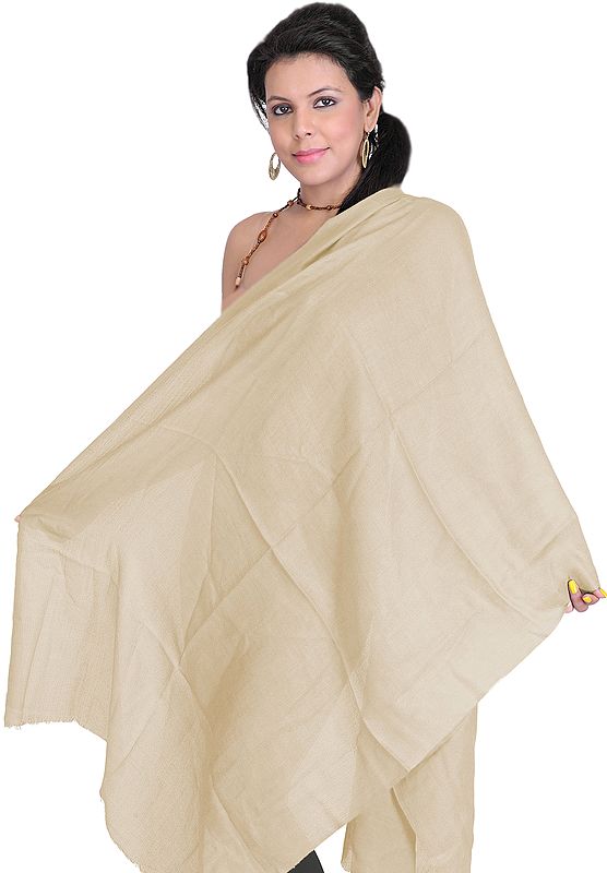 Plain Reversible Pure Pashmina Stole as an Imitation of Shahtush, Fine Enough to Pass Through a Ring
