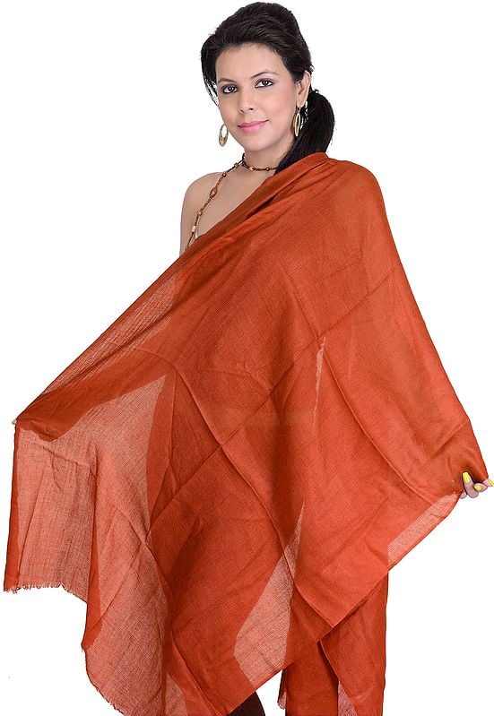 Plain Reversible Pure Pashmina Stole as an Imitation of Shahtush, Fine Enough to Pass Through a Ring