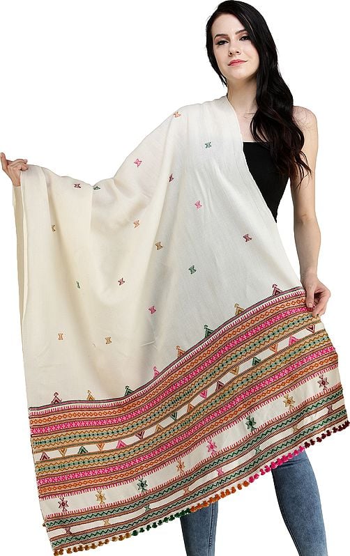 Shawl from Kutch with Multicolor Thread Weave