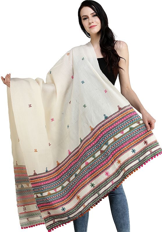 Shawl from Kutch with Multicolor Thread Weave