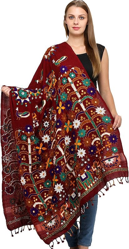 Embroidered Shawl from Kutch with Mirrors