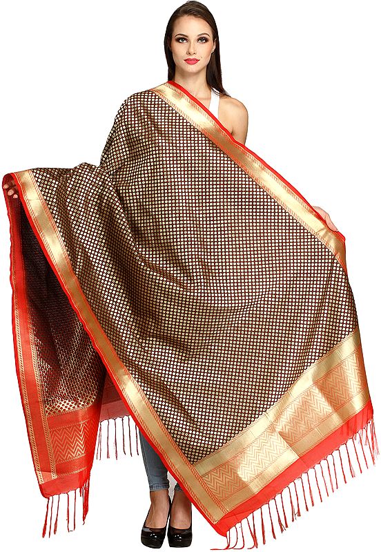 Brocaded Banarasi Dupatta with Zari-Woven Bootis All-Over