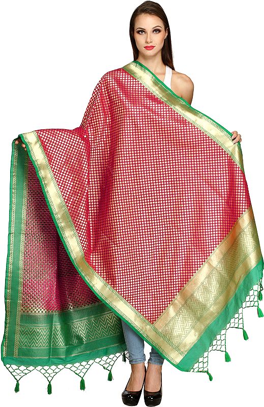 Brocaded Banarasi Dupatta with Zari-Woven Bootis All-Over
