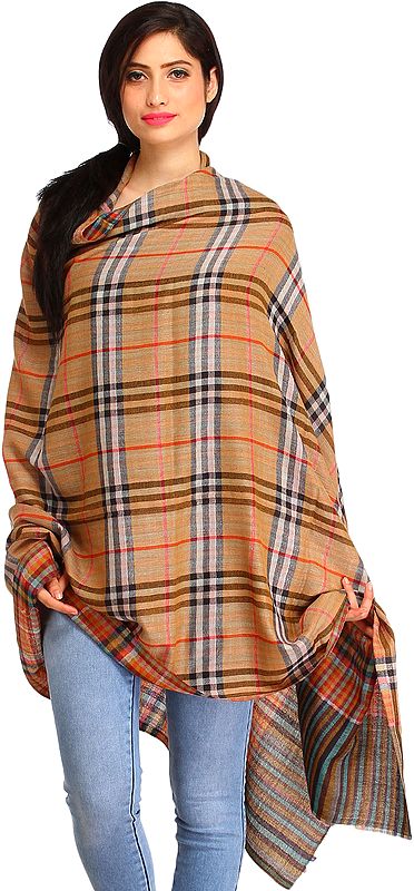 Reversible Shawl with Woven Checks