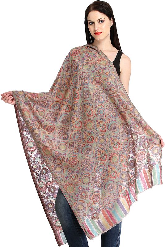 Kani Jamawar Stole with Floral Weave