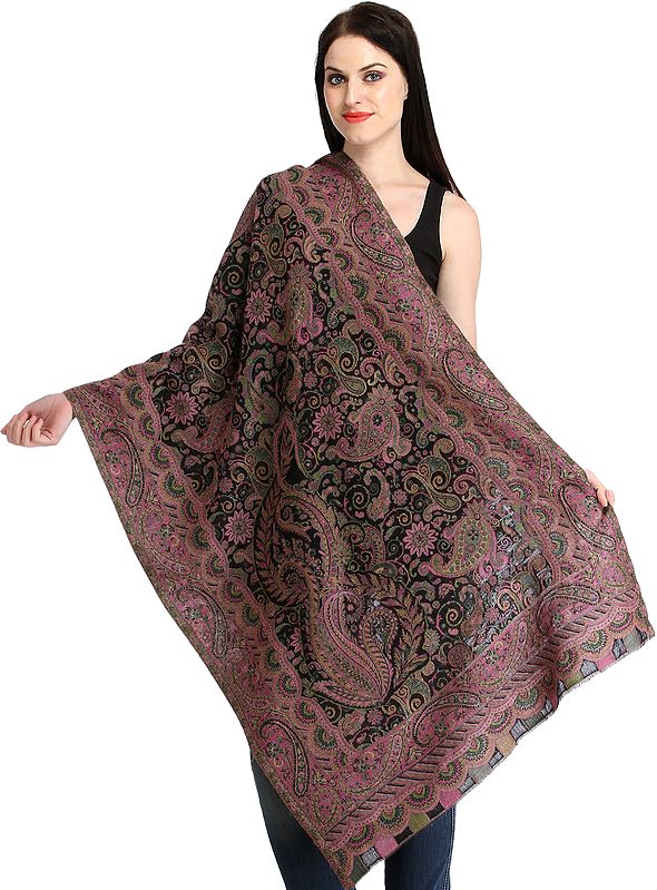 Kani Jamawar Stole with Woven Paisleys