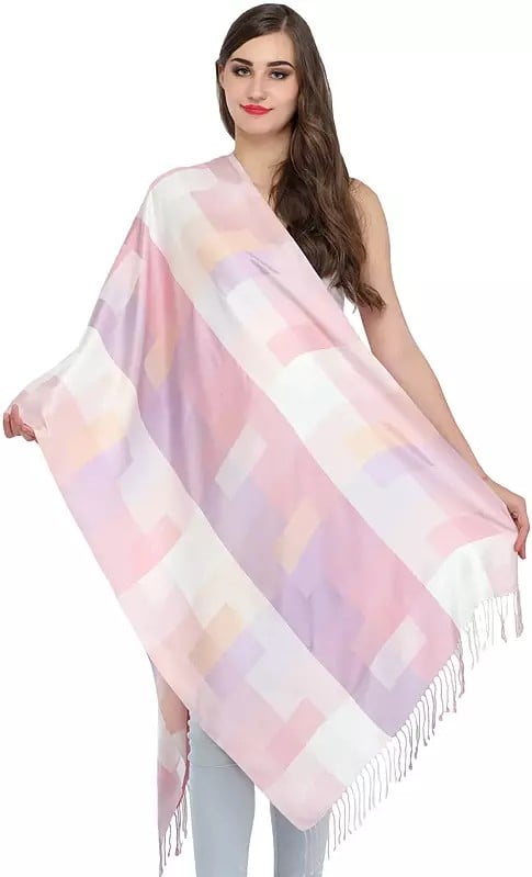 Reversible Pure Silk Stole with Woven Checks