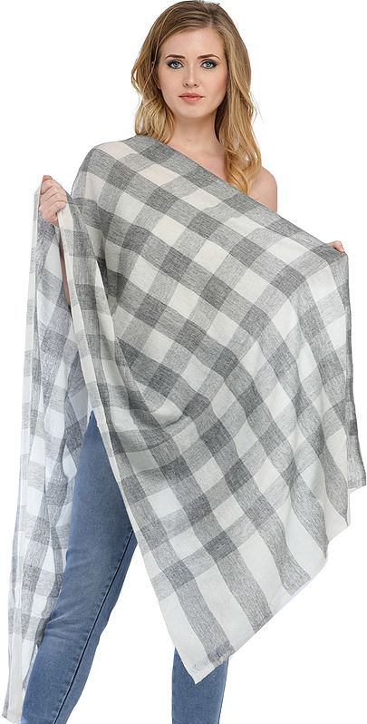 Cashmere Stole from Nepal with Woven Checks