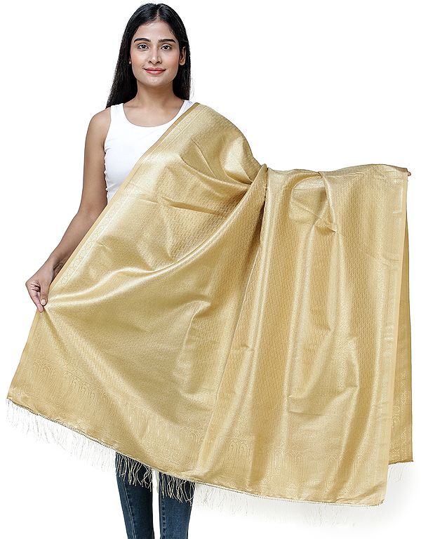 Banarasi Brocaded Dupatta With Floral Weave in Zari Thread