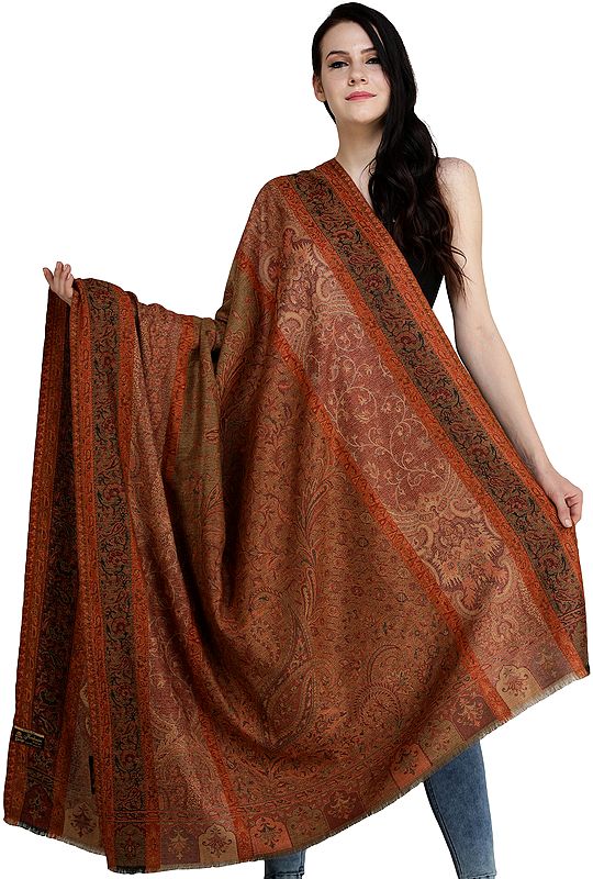 Kani Jamawar Shawl from Amritsar with Flowers and Paisleys Woven All-Over