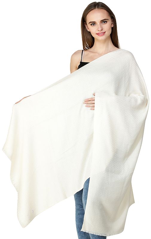 Afterglow Cashmere Stole from Amritsar with Zig-Zag Weave All-Over
