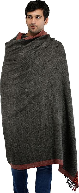 Kullu Palla Men's Shawl with Kinnauri Woven Border