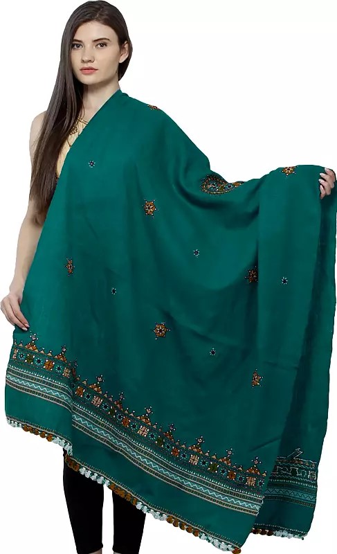 Shawl from Kutch with Central Embroidered Chakra and Mirrors