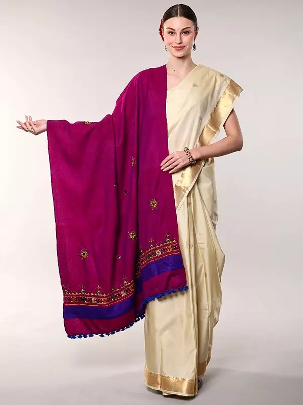 Shawl from Kutch with Central Embroidered Chakra and Mirrors