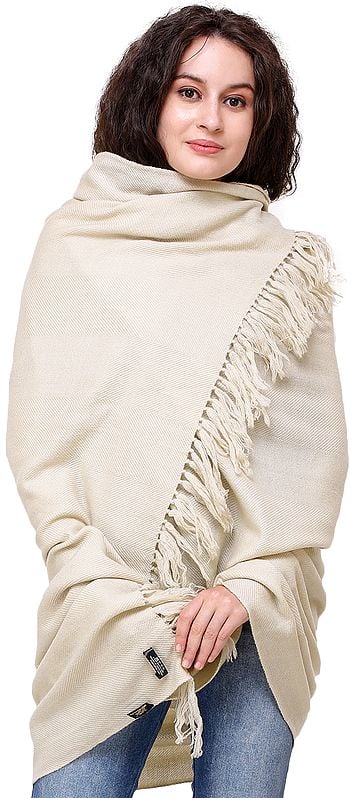 Wood-Ash Pure Pashmina Shawl from Nepal With ZigZag Weave