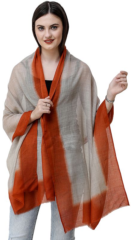 Gray Stole from Amritsar with Dyed Solid Border