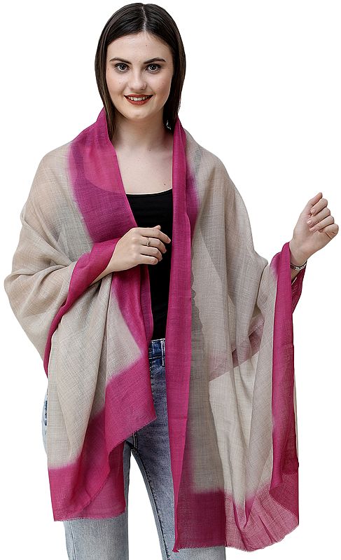 Gray Stole from Amritsar with Dyed Solid Border