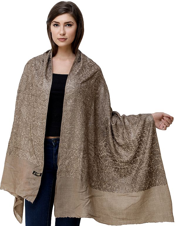 Stole From Amritsar with All-Over Aari Embroidery